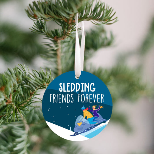 Snowmobiling Together Christmas Ornament